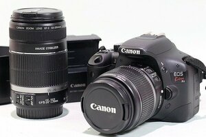 【質Banana】美品 Canon/キヤノン EOS Kiss X4 ダブルズームキット EF18-55mm 3.5-5.6/55-250mm 4-5.6/バッテリー/充電器/アルミケース付