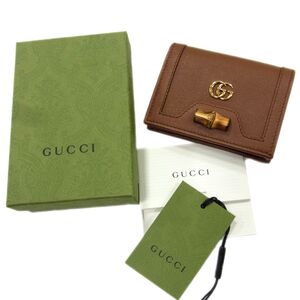 極美品●GUCCI グッチ ダブルG バンブー ミニ 財布 ウォレット レザー コンパクト 二つ折り アリゾナ 658244 レディース 正規品 イタリア製