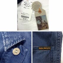 新品●Nudie Jeans Svante デニム シャツ ワーク ジャケット ミリタリー カバーオール 半袖 ヌーディージーンズ メンズ Sサイズ 未使用_画像9