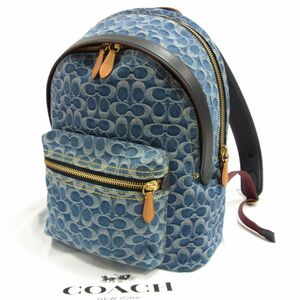 【未使用】◆COACH コーチ メンズ チャーター バックパック シグネチャー デニム リュック