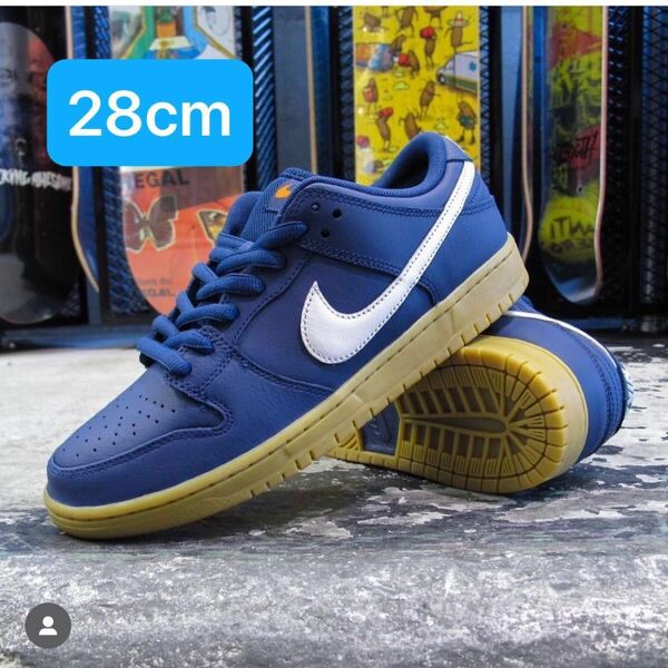 Nike SB Dunk Low Pro ISO Orange Label "Navy Gum" 28cm ネイビー 