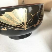 【5客セット】会津塗 黒扇面 お椀 汁椀 伝統工芸品 達三造 和食 和食器_画像6