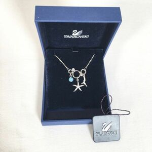 【美品】SWAROVSKI スワロフスキー ネックレス ペンダント アクセサリー レディース ヒトデ サンゴ 海 珊瑚