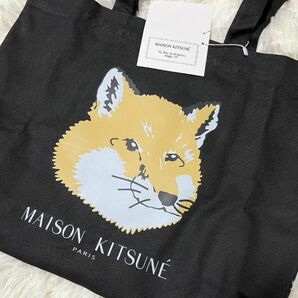 大容量◎　メゾンキツネ　MAISON KITSUNE フォックスヘッド　トートバッグ　肩掛け　ブラック