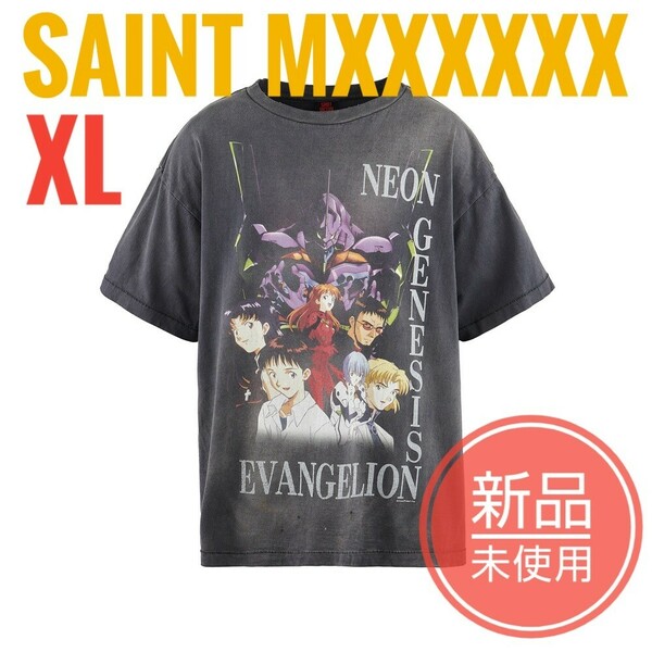 新品 XL 黒 saint mxxxxxx Tシャツ エヴァ Eva 24ss ビンテージ 古着 プリント Tシャツ 半袖 セイントマイケル 