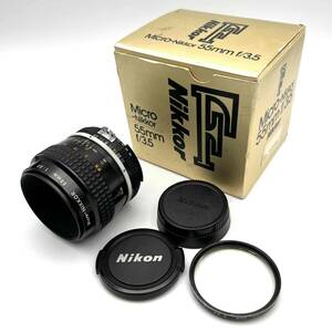 ニコン Nikon Ai Micro-NIKKOR 55mm F3.5 マクロレンズ カメラレンズ 標準レンズ 箱付 中古 現状品