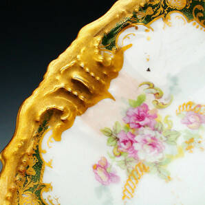 アンティーク リモージュ・アールヌーボー様式金彩陽刻薔薇装飾紋飾皿の画像5