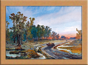 Art hand Auction Peinture de paysage coucher de soleil A4 Russie, Peinture, Peinture à l'huile, autres