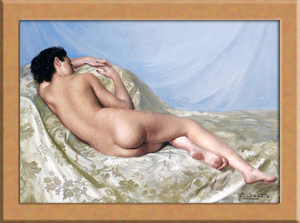 Art hand Auction Спящая женщина А4 Франция, Рисование, Картина маслом, Портреты