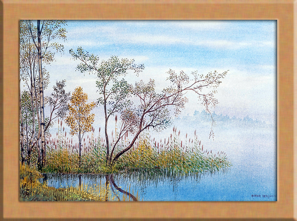 Lake View A4 Sweden, Painting, watercolor, others