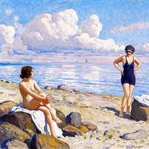 女性のいるビーチの眺め B4 デンマーク_画像2
