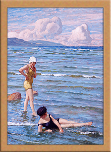 Art hand Auction 海景与女人 A4 丹麦, 绘画, 油画, 肖像