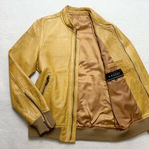  rare color Abahouse [ finest quality. ram leather ]ABAHOUSE bexist rider's jacket leather jacket blouson sheepskin sheep leather original leather M yellow 1 jpy 