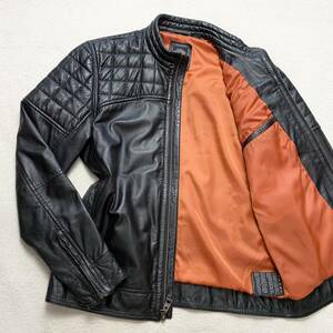  unused class Harley Davidson [ finest quality. ram leather ]Harley Davidson rider's jacket blouson sheepskin sheep leather M black black 1 jpy 