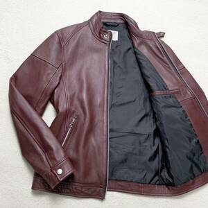  rare color men's Bigi [ finest quality. ram leather ]MEN'S BIGI rattle trap rider's jacket leather jacket blouson sheepskin sheep leather M red 1 jpy 