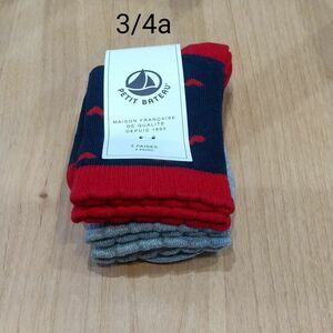 PETIT BATEAU プチバトー 新品 靴下 2足組 ソックス 3/4a ソックス