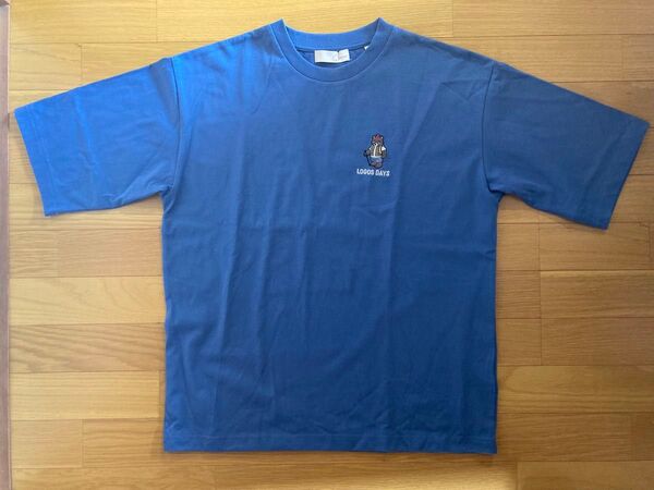 LOGOS DAYS ロゴス Tシャツ M メンズ しまむら 半袖 ブルー バックプリント くま