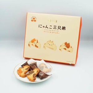 信州にゃんこ三兄弟12個入 豊上製菓 （信州長野のお土産 お菓子 洋菓子 プリントネコクッキー ねこクッキー） (1箱)