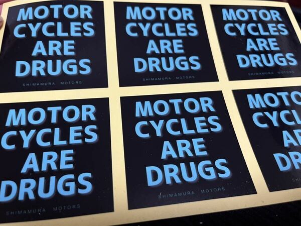 2枚1セット【MOTORCYCLES ARE DRUGS】ステッカー　シマムラモータース　旧車　バイクは麻薬　gs400 CBX400F