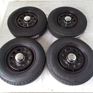 新品 デイトナ 15-6.5J＋40 6-139.7 ブラック タイヤ付4本SET 195/80R15 ハンコック ハイエース200系 (W0019-0) 送料込￥75,900