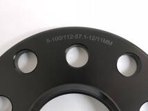 新品 アルミ スペーサー2枚セット ブラック 黒 12mm 5穴 PCD 100 112 ハブ径57.1mm ワイドトレッドスペーサー (S1821-2)_画像5