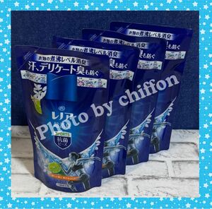 レノア 超消臭+ 抗菌ビーズ スポーツ クールリフレッシュ&シトラス 詰め替え 430mL 4袋