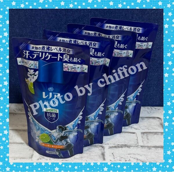 レノア 超消臭+ 抗菌ビーズ スポーツ クールリフレッシュ&シトラス 詰め替え 430mL 4袋