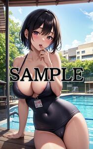 全て一点物●【A4サイズ 美女ポスター】最高画質 光沢紙 美少女 イラスト パンツ スク水　羞恥 グラビア セクシー 美乳 美尻　アニメ124