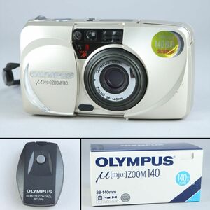 [261760]オリンパス OLYMPUS μ[mju:] ZOOM140 コンパクトフィルムカメラ シャンパンゴールド 箱付◆現状品/動作未確認/レトロ/うぶ品