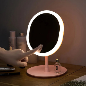 楕円形の化粧鏡 LEDライト付きインテリジェントミラー 化粧鏡 デスクトップ 充電式 寮の美しさ 化粧品