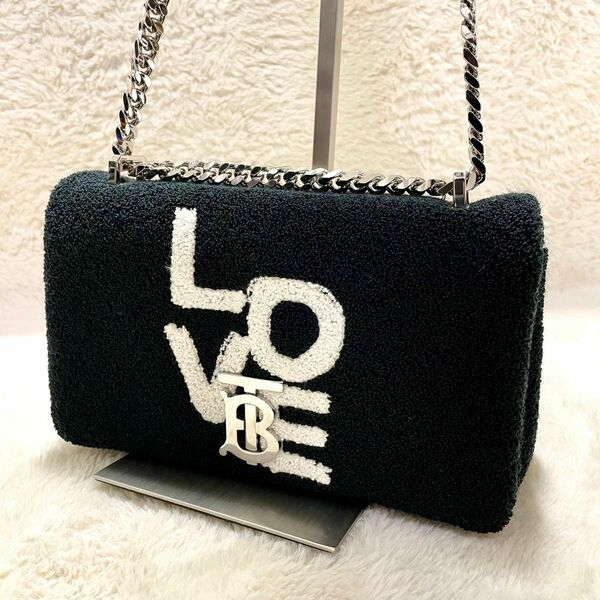 美品 BURBERRY LOVE マイクロラブモチーフ パイル TBローラバッグ