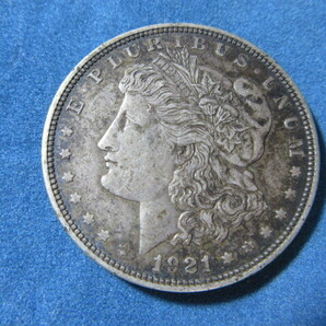 ■ アメリカ  モルガン1ドル銀貨 1921年 ■ 自由の女神 13の星 独立十三州の画像1