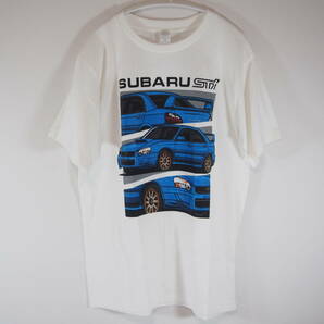 【新品・送料無料】１　スバル　SUBARU インプレッサ　STI　車　プリントTシャツ　Lサイズ　白　ホワイト