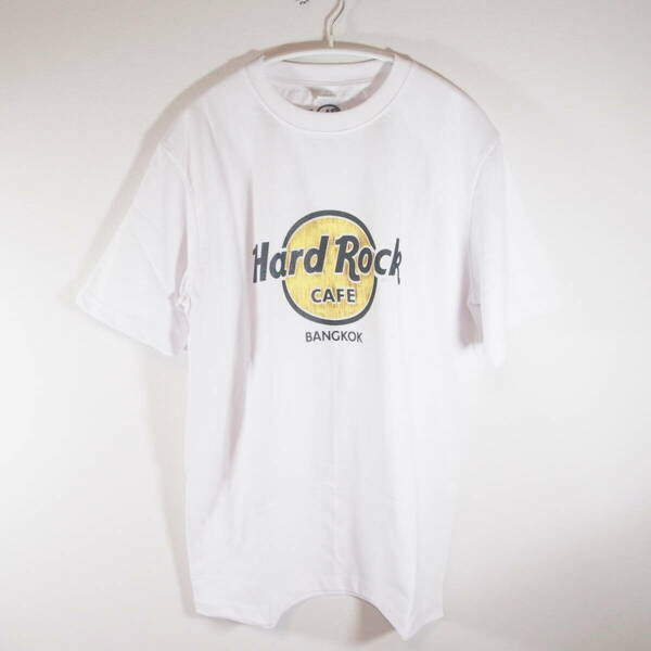 【新品・送料無料】HardRock ハードロックカフェ ロゴ プリントTシャツ　Lサイズ　白　ホワイト
