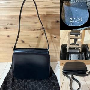 ☆GUCCI グッチ☆ブラックレザー ショルダーバッグ ハンドバッグ ☆ 001 2046 1719 ☆