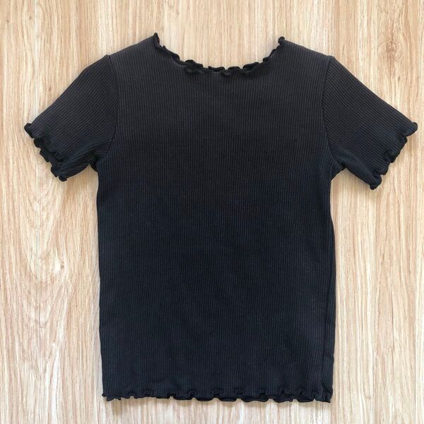 BRANSHES branshes ブランシェス キッズ 女の子 トップス Tシャツ リブ 半袖 黒 ブラック 120cm