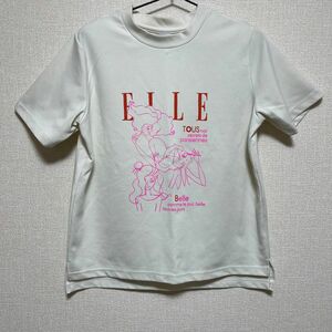 ELLE 半袖　Tシャツ　プルオーバー　プリント　裾スリット　カジュアル　L ビンテージ