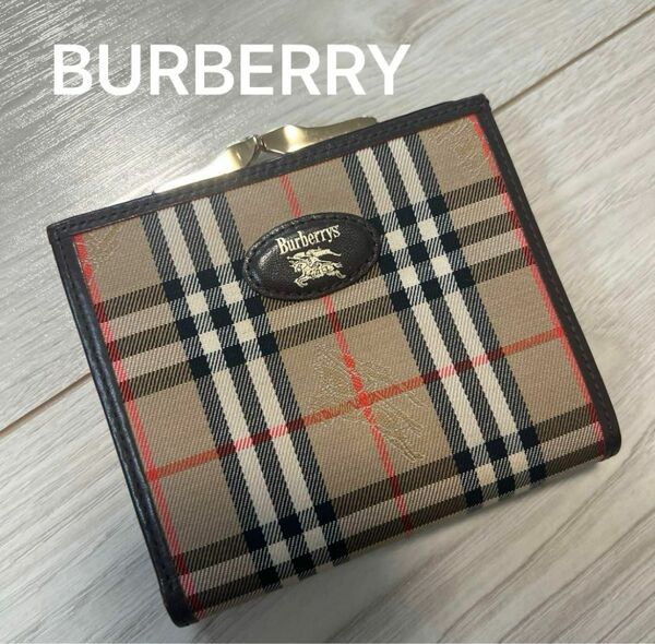 希少！BURBERRY バーバリー　ノバチェック柄　がま口財布　二つ折り財布　折財布