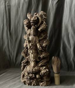  Buddhism handicraft total . made . wave sculpture one sword carving finest quality carving tree carving Buddhist image 9 dragon . sound bodhisattva . image 