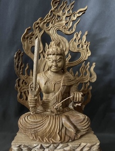  Buddhism handicraft total keyaki made finest quality carving tree carving Buddhist image immovable Akira . seat image 