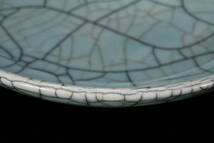 br10636 中国古玩 大振り哥釉皿 陶磁器 置物 唐物 幅26.5cm 高5.7cm_画像5