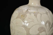 br10620 中国古玩 磁州窯 花卉文壺 花瓶 陶磁器 置物 花器 唐物 高14.8cm_画像6