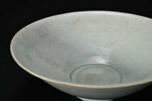 br10627 中国古玩 陰刻青磁碗 陶磁器 煎茶碗 煎茶道具 唐物 幅20cm 高7.7cm_画像5