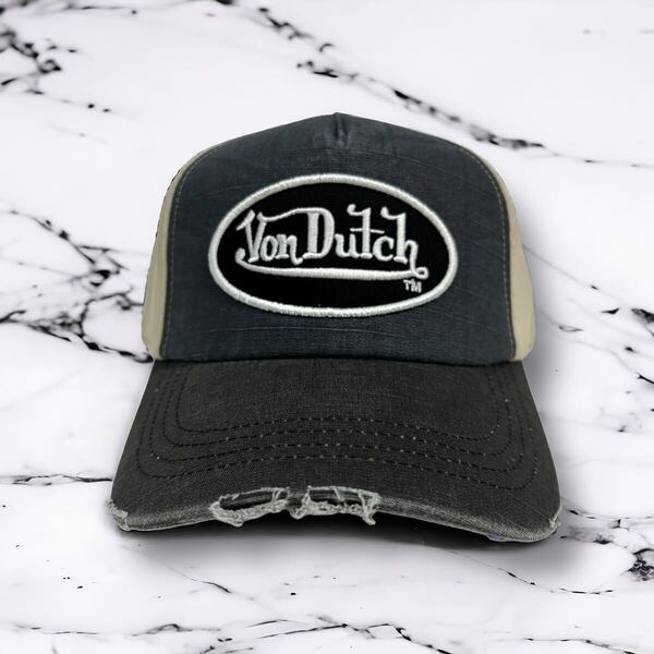 Von Dutch入荷!ボンダッチ ダメージ加工トラッカーキャップ 帽子 Y2Kファッション 韓国ファッション