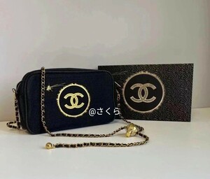  price cut Chanel CHANEL Christmas Novelty pouch black here Mark shoulder bag Logo chain attaching box attaching black not for sale new goods 