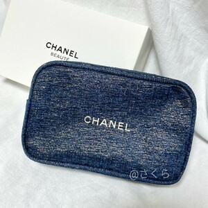 値下げ　シャネル CHANEL 2023ホリデー限定　ノベルティ ポーチ コスメポーチ 化粧ポーチ 小物入れ ラメネイビー　非売品　新品未使用品