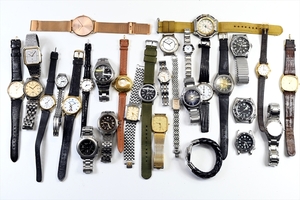 腕時計30本セット CITIZEN/SEIKO/ATESSA/CASIO/EXCEED/SILVER/BURBERRYS/ALBA クオーツ ビンテージ 大量 まとめ 売り ジャンク メンズ 3