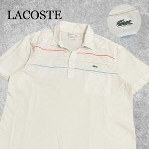 A-330★LACOSTE ラコステ★ホワイト白色 ワニロゴ刺繍 ポケット 半袖 鹿の子 ポロシャツ 4