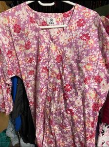 花柄 鯉口 祭り衣装 ダボシャツ 紫 女性