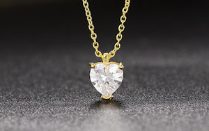  единая стоимость доставки Heart type бриллиант CZ love. Gold колье 18KGP Gold Plated necklace 1 иен аукцион 60